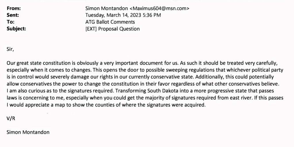 Simon Montandon, public comment on A.G.'s draft title and explanation of Hanzen amendment, 2023.03.14.