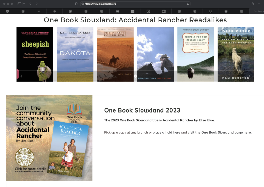Siouxland Libraries, homepage, screencap 2023.04.11.