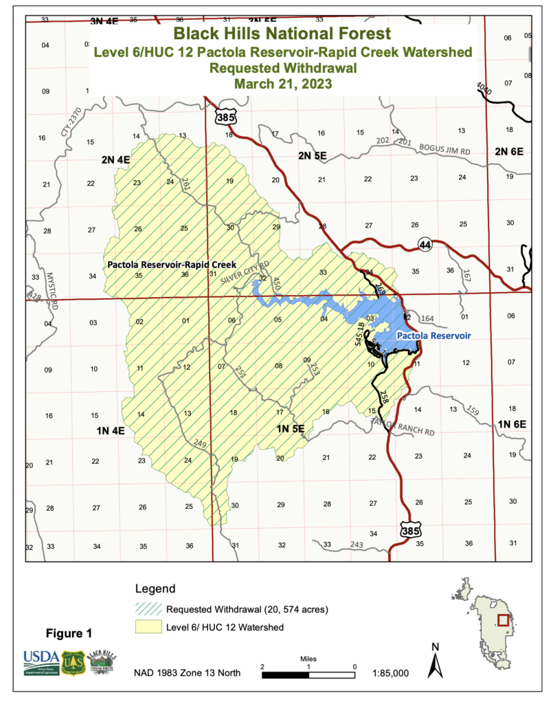Black Hills National Forest, proposed area of mining ban, from Tupper, 2023.04.26.