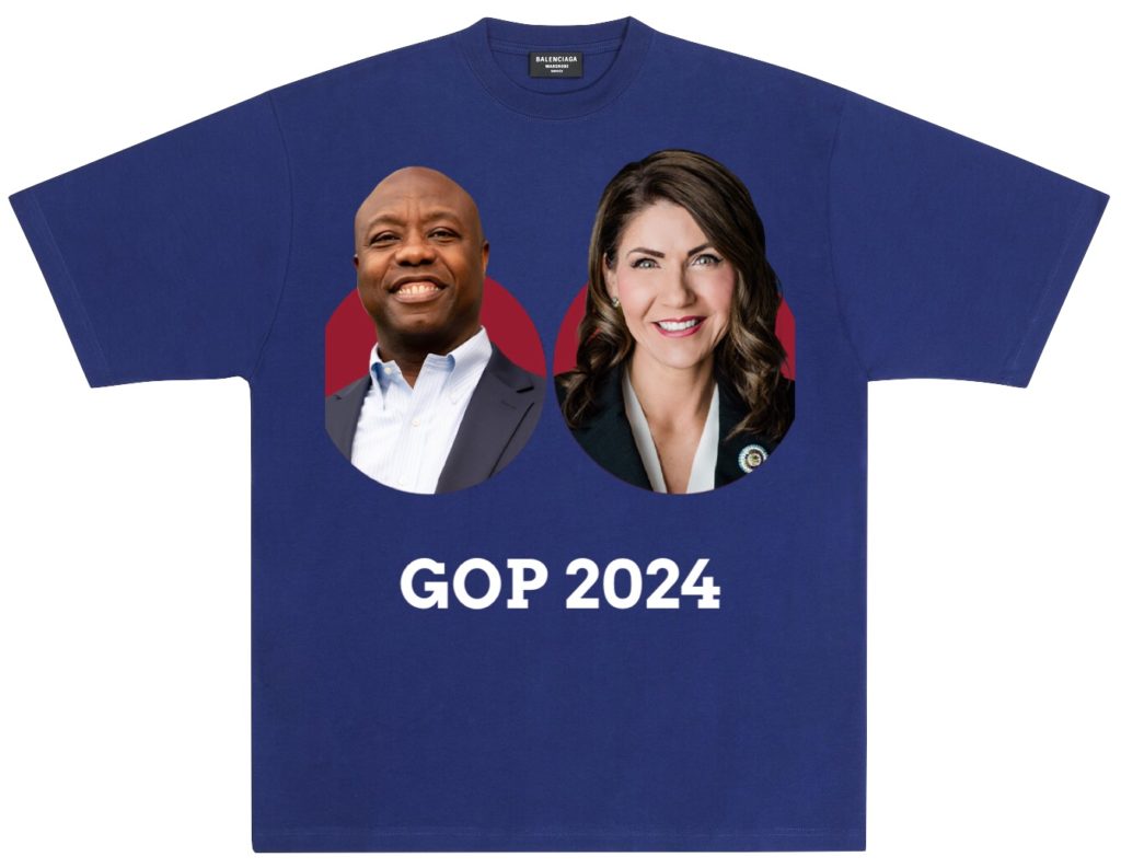 Tim Scott and Kristi Noem, together on a t-shirt for 2024.