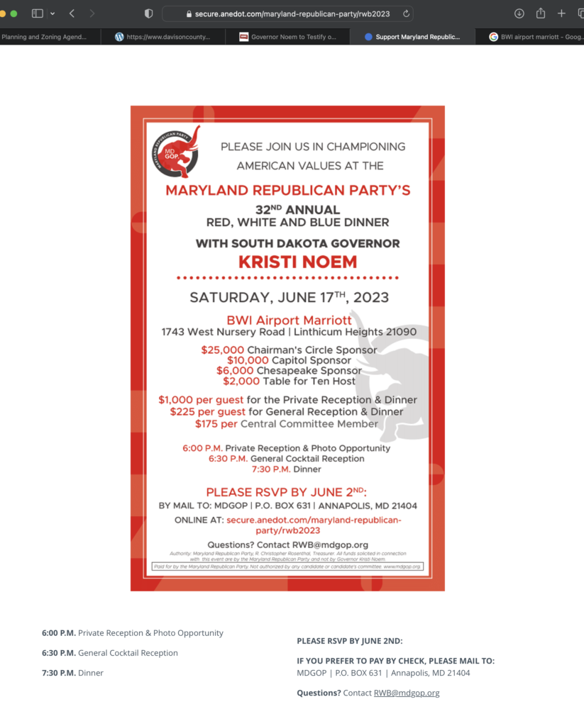 Montgomery County Republican Club, June 17 2023 Red White and Blue Dinner ticket purchase page, retrieved 2023.06.09.