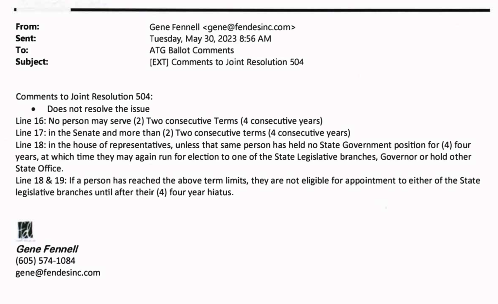 Gene Fennell, public comment on term-limits initiative, mis-submitted as comment on A.G.'s explanation, 2023.05.30.