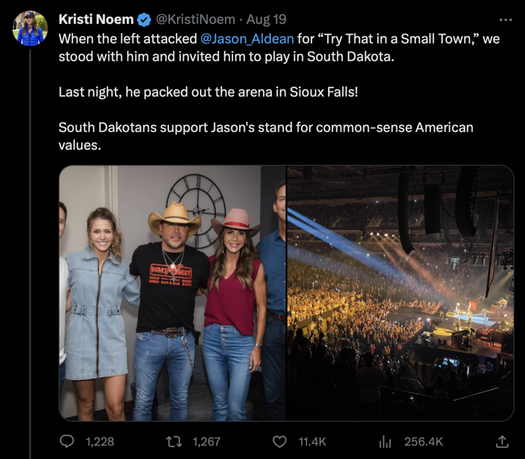 Kristi Noem, tweet, 2023.08.19.