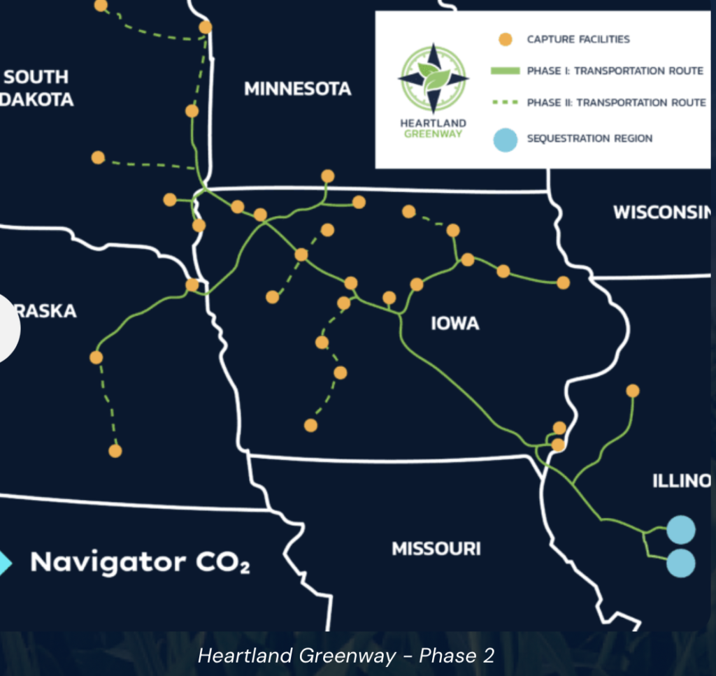 Navigator CO2, Heartland Greenway Phase 2 map, retrieved 2023.09.07.