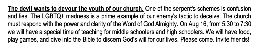Community Bible Church, bulletin, 2023.08.13.