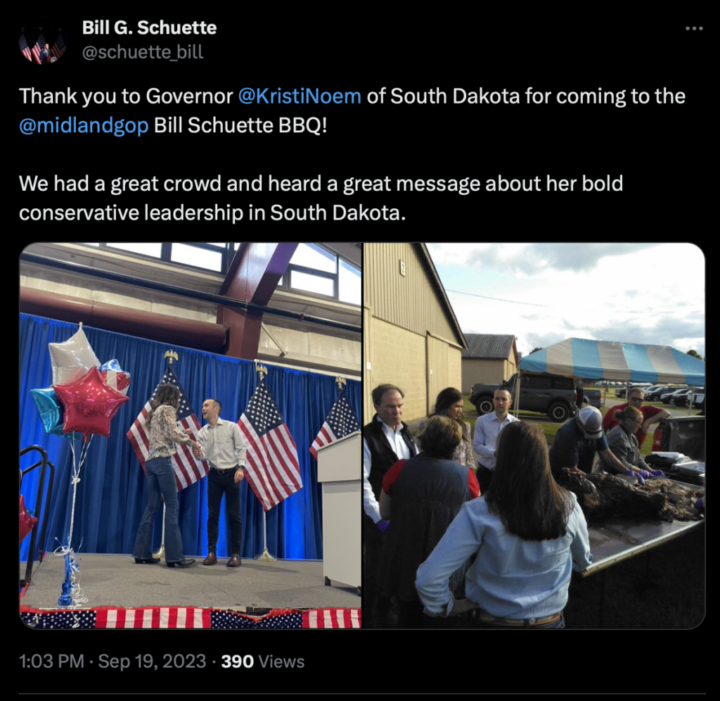 Michigan State Rep Bill G. Chuette, tweet from Midland, Michigan, photos taken 2023.09.18, posted 2023.09.19.