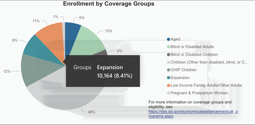SD DSS, Medicaid enrollment stats, updated 2023.10.11, screen capped 2023.10.20.