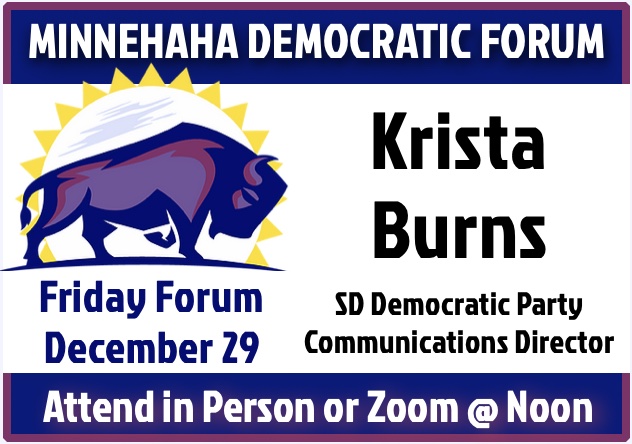 Enjoy smart speakers and good conversation with fellow Democrats every Friday noon in Sioux Falls!