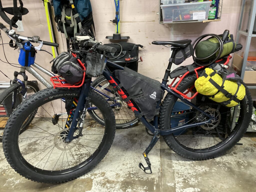 The Trek 1120, fully loaded for a generally northeasterly journey.