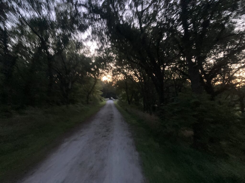 Pedaling toward sunrise, MOPAC Trail.