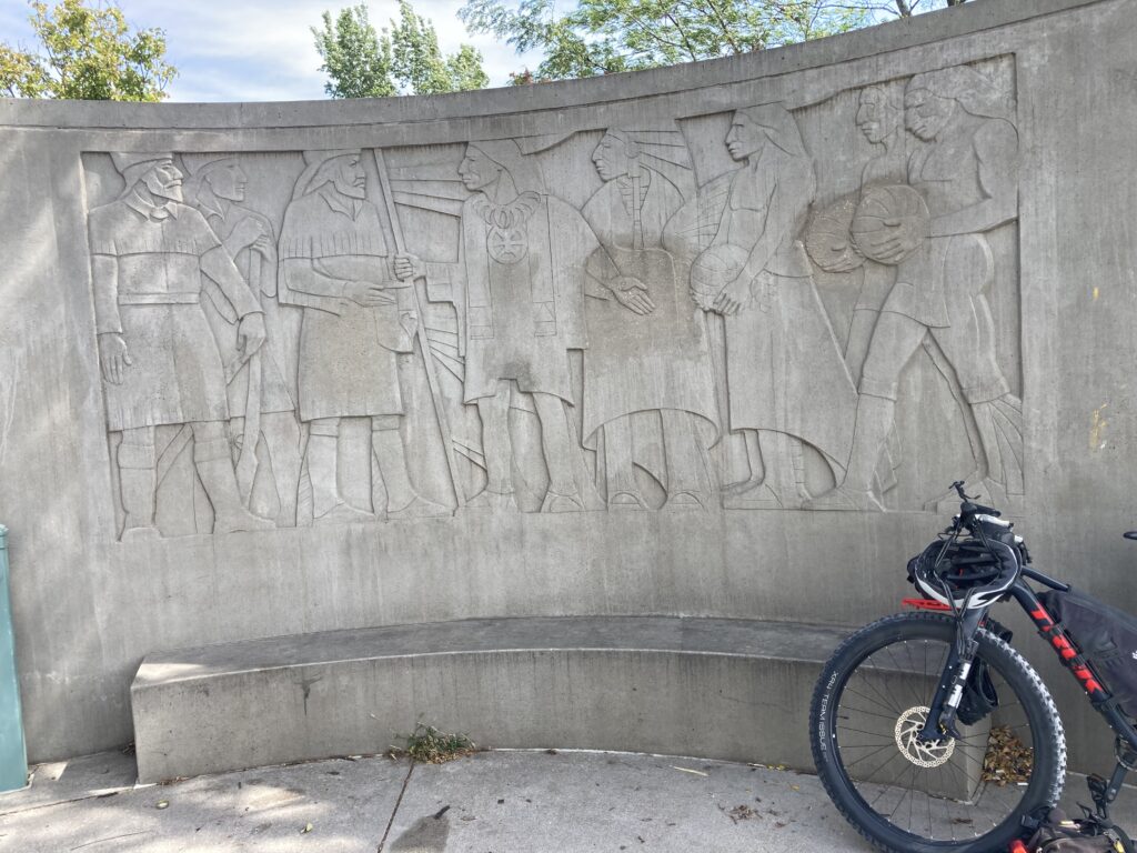 The monument itself, showing explorers Lewis and Clark following President Jefferson’s orders to talk with the locals, learn from them, and set the stage for generations of coexistence in peace and diversity.