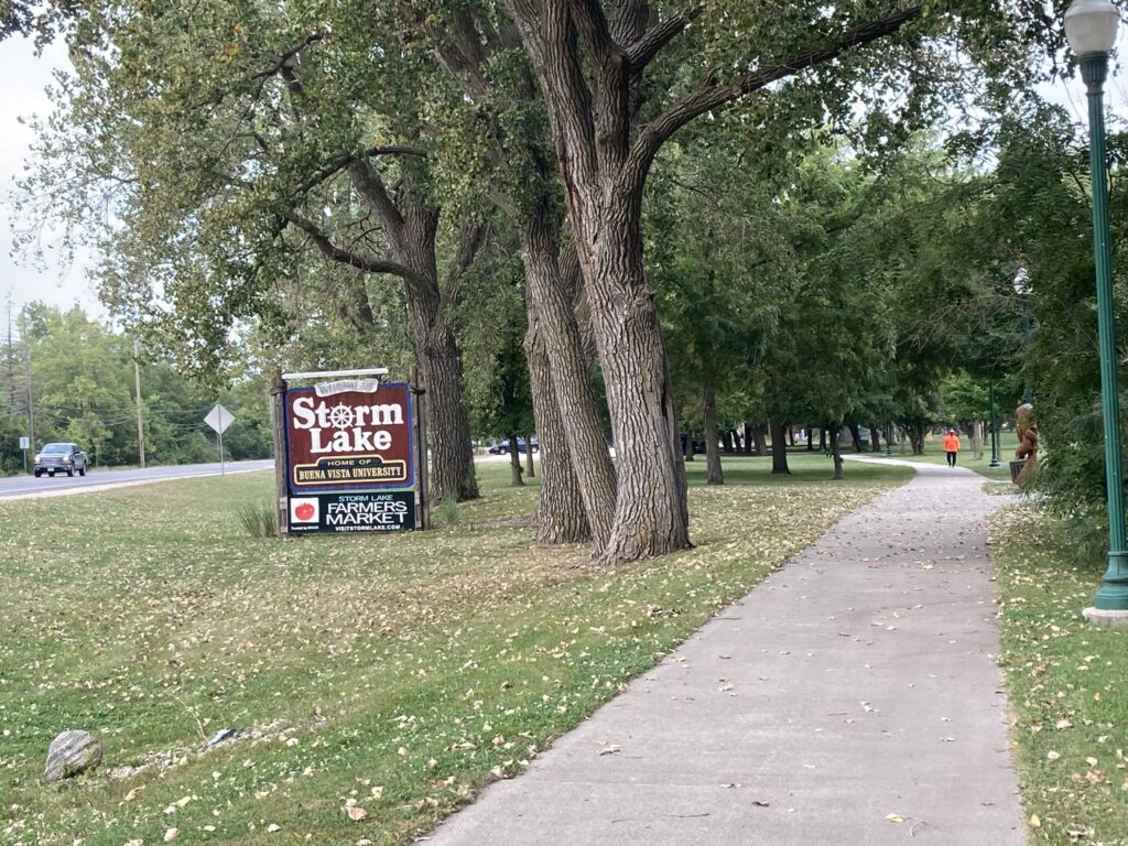 Welcome to Storm Lake, with a splendid lakeside multi-use trail.