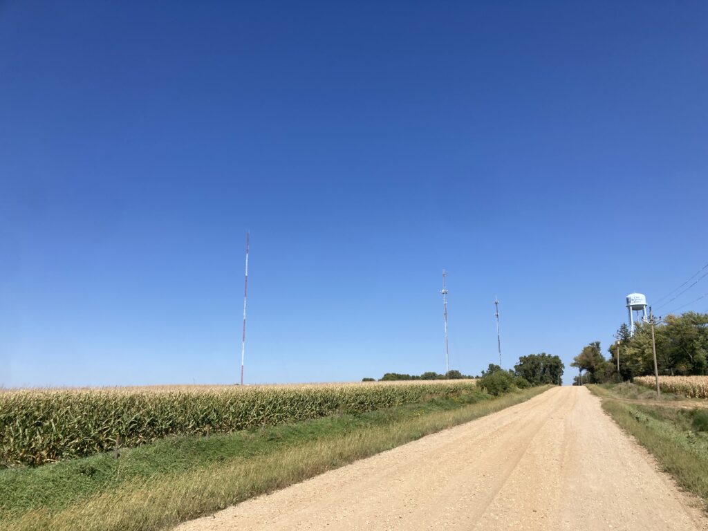 I like to think radio and water towers signify that I’m nearing a high point and that downhills await.