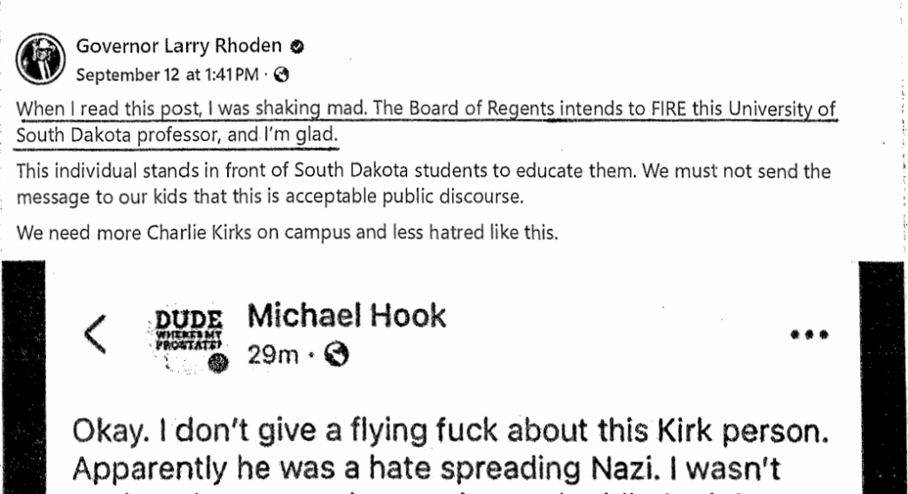 Governor Larry Rhoden, Facebook post, 2025.09.12.