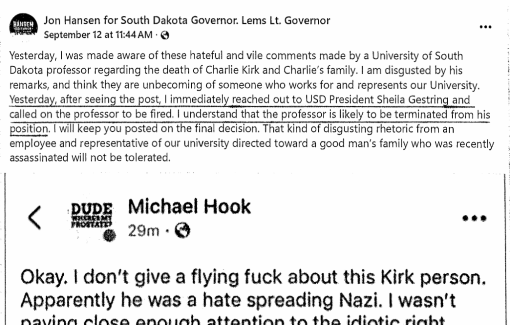 Speaker Jon Hansen, Facebook post, 2025.09.12.