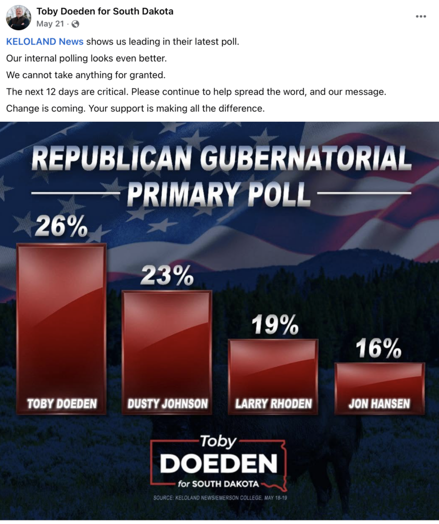 Toby Doeden for South Dakota, FB, 2026.05.21.
