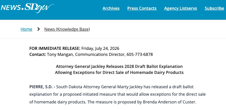 Attorney General's Office, press release, 2026.07.24, screencap 2026.08.10.