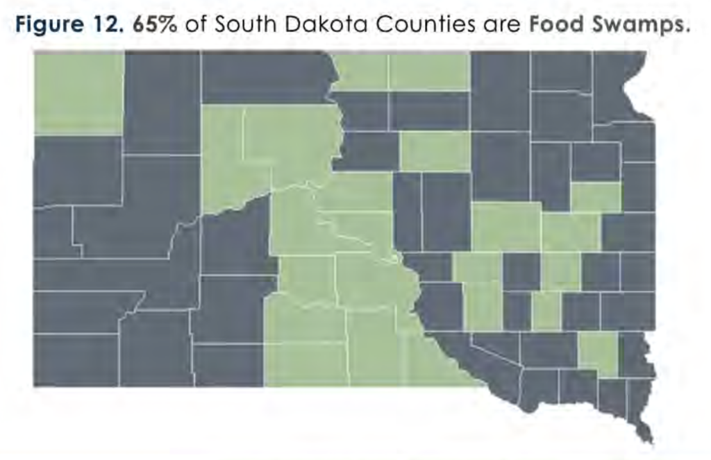 "Food swamp" counties in grey; McFarland et al., 2026, p. 28.